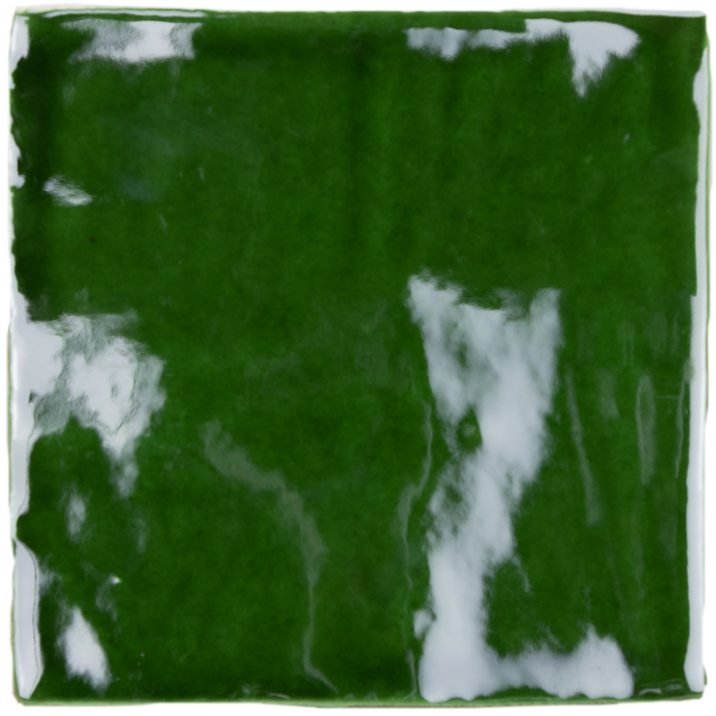 Rustic Handmade Wandtegel 13x13cm Vierkant Glossy Copper Green